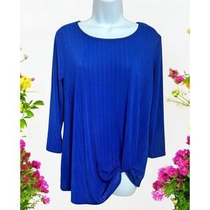 Sami & Jo Blouse Women's Small Blue 3/4 Sleeve Front Knot Career Wear Top Shirt